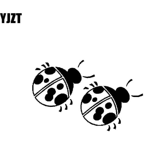 YJZT 10CM*17.4CM Lady Bug Cute un Car Sticker Vinyl Decal Black/Silver C19-0166