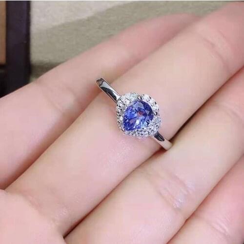 Natural Sapphire Weater Drop Gemstone Ring Real 925 Silver Fine Fashion Jewelry for Women