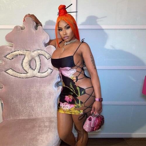 Ladies sexy nightclub two-piece fashion halter strap hollow sexy tight-fitting hip dress