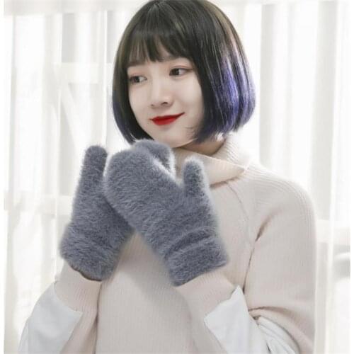 Winter Gloves For Women Lady Imitated mink wool Warm knitted Mittens Female Girls winter Outdoor Cycling Ski Thick Warm Glove