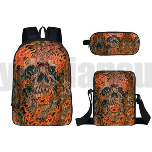 16 Inch 3 Pcs Set Bushido Samurai Backpack 3D Anime Travel Bookbag Japan Samurai Bagpack Pencil Case Shoulder Bag Back To School