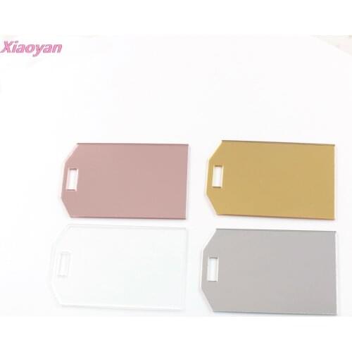 2pcs)CH1060 -80mm Mirrored Wedding Favour Laser Cut Acrylic Name, Clear Luggage Tag