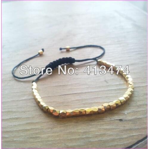 20pcs/lot free ship copper mini gold facted Nugget Beaded Layering bracelet