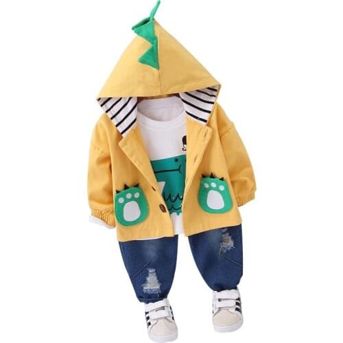 2020 New Autumn Baby Boy Girl Clothing Suits Toddler Infant Clothes Suits Cartoon Coats T Shirt Pants 3Pcs/sets Children Costume