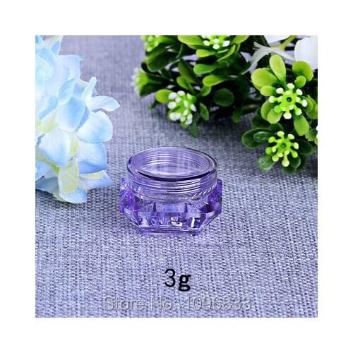 3ML 3g Purple Diamond Jar, Crystal Jar, Cream Jars, Plastic Box, Cosmetic Sample Jars, Plastic Cosmetic Packaging Box, 50pcs/Lot