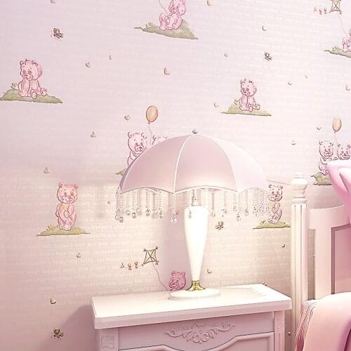 Childrens Bedroom Wallpaper 3D Lovely Bear Cartoon Wall Paper Kids Boys And Girls Room Background Wall Covering Home Decor Roll