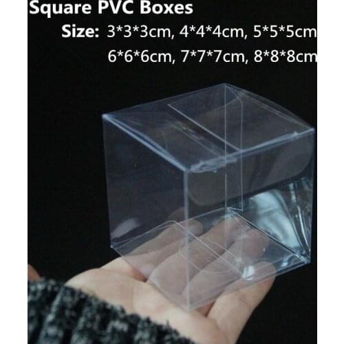50pcs/lot Small Size Square PVC Plastic Packaging Box Cookies Candy box Clear Transparent Wedding Favor Gift Boxes