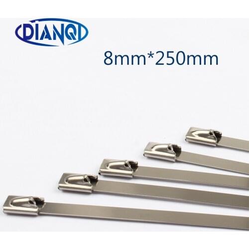 8mmx250mm 8*250mm 8mmx250mm Latching Self-Locking Stainless Steel wires cable ties self-Lock tie wrap zip ties 201 304 316