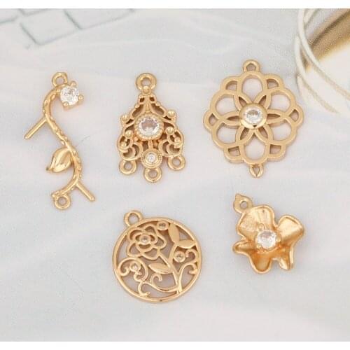 HAOSAW 6Pcs Jewelry Accessories/CZ Charms/Earrings Pendant/DIY Making/Hand Made/Flower Shapes/Jewelry Findings & Components