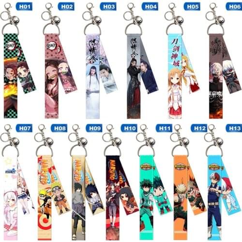 Anime Chen Qing Ling and Demon Slayer Keychain Brinco Blade Of Ghost Key Chains Choker Kamado Tanjirou Same Jewelry Fans Gift