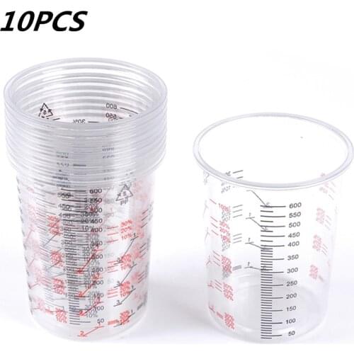 10pcs Plastic Paint Mixing Cups 600ml Mixing Pots Paint Mixing Calibrated Cup For Accurate Mixing Of Paint And Liquids