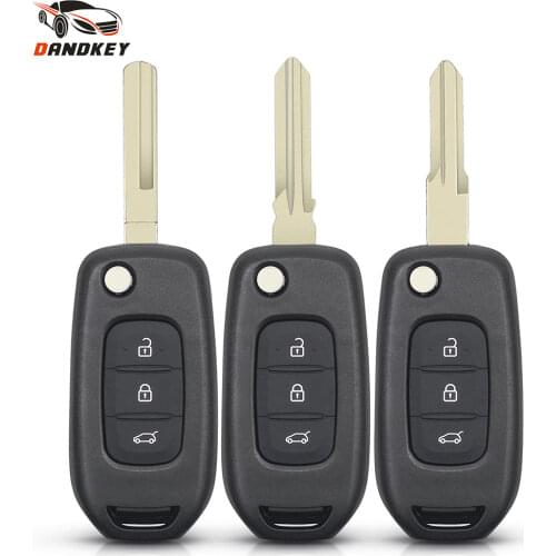 Dandkey Car Flip Key Case For Renault Kadjar Captur Symbol Kaptur Megane Logan 2013- 2018 3BTN Key Remote Fob Shell Housing