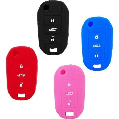 3 Button Car Key Case Silicone Cover Fob Rubber Skin Protect Case Keychain for Peugeot Citroen C4L 508 5008 Car Accessorise