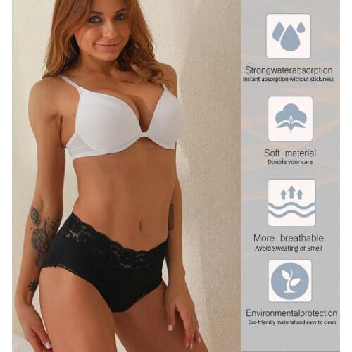 Absorbent Menstrual panties Four Layers of Leak-proof Black Women Lace Breathable Physiological Period Panties Culotte Menstruel