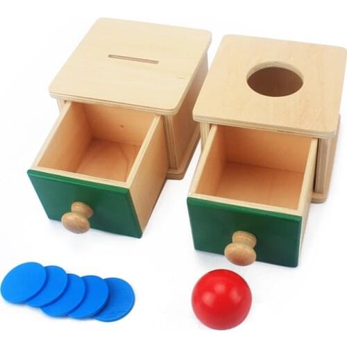 Infant & Todders Montessori Kids Toy Baby Wooden Coin Box Piggy Bank Learning Educational Preschool Training Brinquedos Juguets