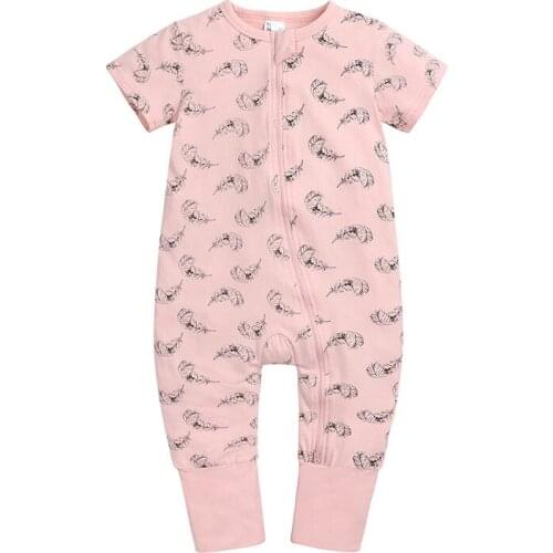 Childrens Clothing Baby Rompers Suit Summer Wear Short-Sleeved New Girls Climb Clothes Go Out Clothes Neonatal Ha Garments