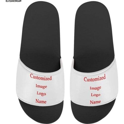 ELVISWORDS Custom Image/Logo/Text/Name 3D Summer Women Flip Flops Casual Flats Home Sandals Female Outdoor PVC Durable Slippers