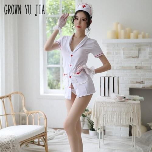 Erotic Intimate White Nurse Cosplay Underwear Dress Sexy Costums Short Skirt Set Porno Naughty Lingerie Hot Women Nurse Uniform