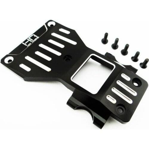 Hot Racing aluminum front lower bulkhead suspension mount with integrated skid plate function for Tamiya CC-01 vehicles