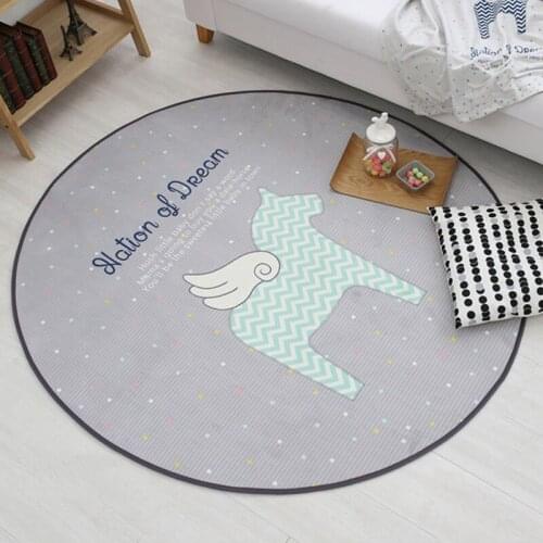 Korean Style Carpet Simple Round Study Computer Chair Floor Livingroom Childrens Room Cartoon Non-Slip MatS