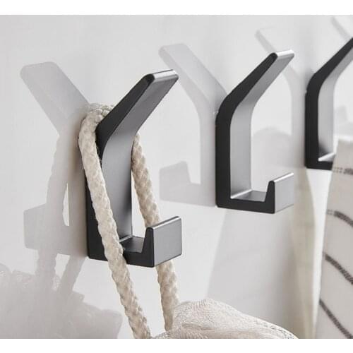 5pcs Double Hook Black White Towel Hook For Bathroom Clothes Hook For Bedroom Robe Hook Coat Hook For Bathroom Accessories