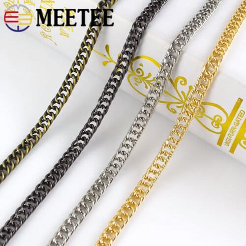 Meetee 1/2M 7mm Handbag Metal Chains Purse Chain Buckles Bags Shoulder Straps Handles DIY Carfts Decoration Accessories BD301