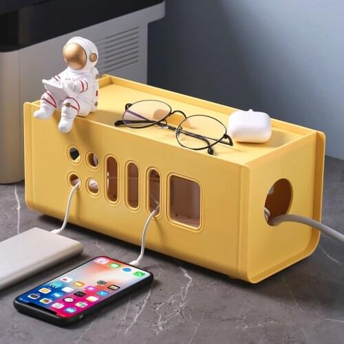 Power Cable Wire Strip Storage Box Case Charger Dust Socket Home Security Organizer Desktop Network Storage Line Bin