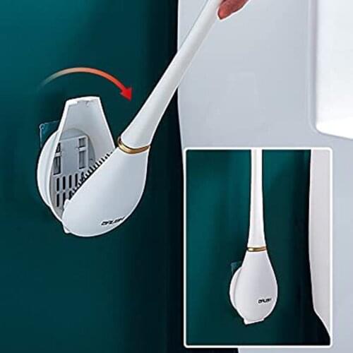 New Bathroom Silicone Toilet Brush Auto Open Close Creative Wall-Mounted Cleaning Brush Holder Set No Dead Deep Cleaner WC Brush