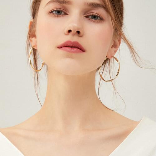 New Fashion Large Hoop Drop Earrings For Women 2020 Female Vintage Round Circle Simple Gold Colour Geometric Earrings Jewelry