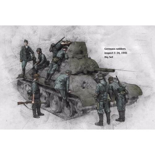 New Unassembled 1/35 Soldier inspect T-34 1941(8 figures) Figures Resin Kit DIY Toys Unpainted kits