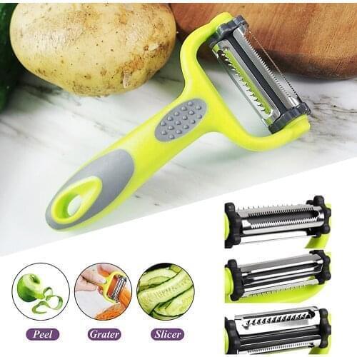 3 In 1 Vegetable Peeler Citrus Julienne Peeler Rotating 3 Blade Potato Peeler Zester Vegetable Fruit Cutter Slicer Kitchen Tool