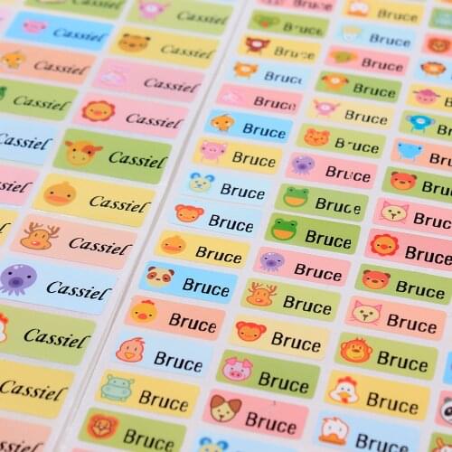 Cartoon Personalized Name Tag Stickers Waterproof Baby Anime Stickers Bottle School Stationery Custom Labels Decals Sticker