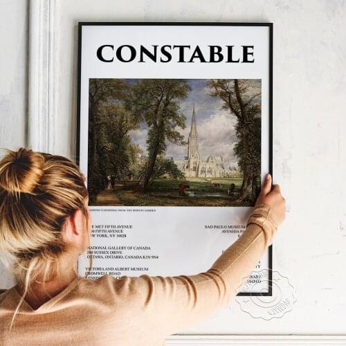 John Constable Poster, Constable Salisbury Cathedral From The BishopS Garden Art Prints, Vintage Art Landscape Painting Decor