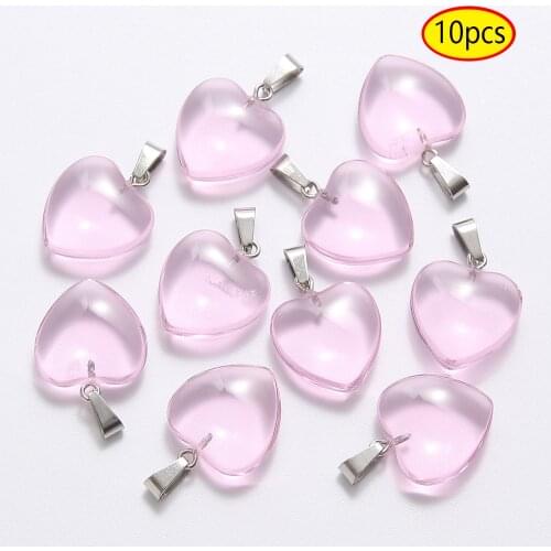 10pcs Natural Stone Turquoises Quartz Crystal Titanium Crystal Heart-shaped Pendant for DIY Jewelry Making Necklace Accessories