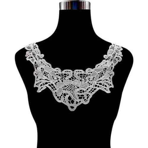Luxury Water Soluble Dress Lace Collar Embroidery Floral Neckline Badge Applique For Evening Dress Sewing Trimmings Scrapbooking