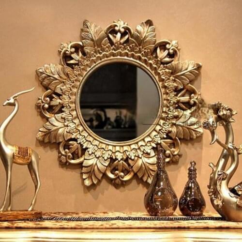 Luxury Hallway Mirror Sun Hanging Mirror Decoration European Style Bathroom Mirror Wash Mirror Corridor Hanging Mirror Carving