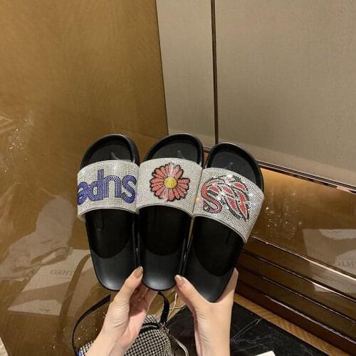 Bathroom slippers summer fashion slippers outside wearing water drill muffin thick bottoms can wet water beach sandals women