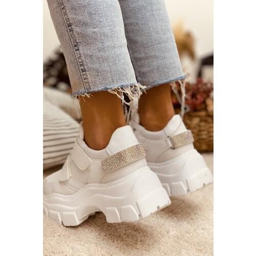 Womens White Wall Velcro Cubic Zirconia Sport Shoe Insole 6cm