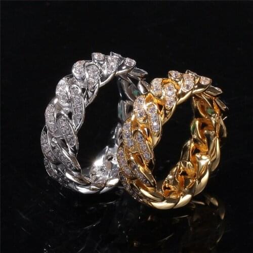Trendy Charm Unique Urban Cuban Chain Crystal Ring Gold Silver Color Womens Rings Party Jewelry Accessories Gfits