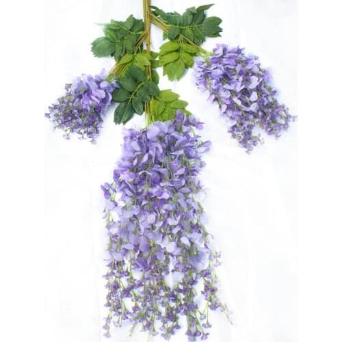 1PC 110cm Silk Wisteria Flowers White Hanging Flower For Decor Artificial Plants For Wedding Party Wall Decoration DIY Home
