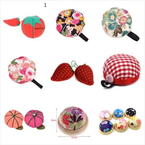 1Pc Pumpkin Ball Shaped DIY Craft Needle Pin Cushion Holder With Wood Bottom Sewing Pin Cushion Home Sewing Tools Accessory
