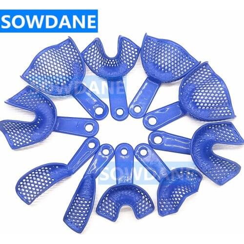 10pcs/Set Dental Plastic-Steel Tray Teeth Trays Dental Impression Trays Oral Hygiene Denture Model Materials Dental Supply