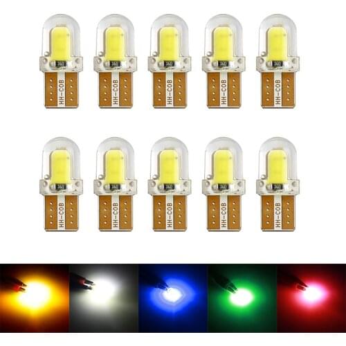 10pcs T10 LED W5W 194 168 COB 8SMD Led Parking Bulb Auto Wedge Clearance Lamp CANBUS Silica Bright White License Light Bulbs