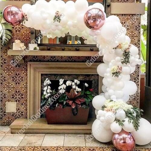 110pcs Birthday Party Wedding Pearl White Latex Balloon Arch 4D Pearl Pink Balloon Garland Baby Shower Celebration Decoration