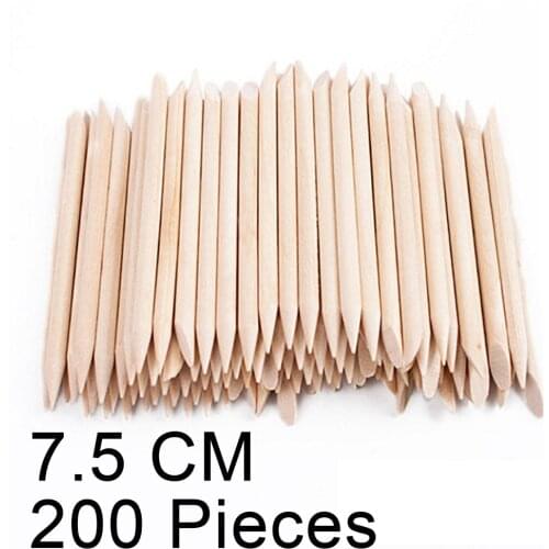 200 Pieces Nail Cuticle Pusher Nail Double End Nail Art Wood Stick Cuticle Remover Nail Pedicure Manicure Art Tools Set
