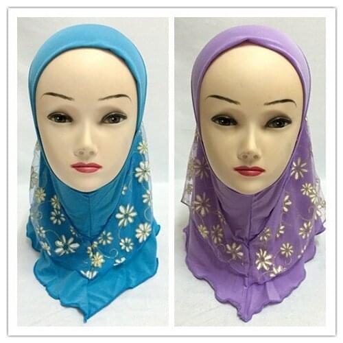 24pieces/lot) mix colors small girls muslim hijab kids islamic scarf XHGT011
