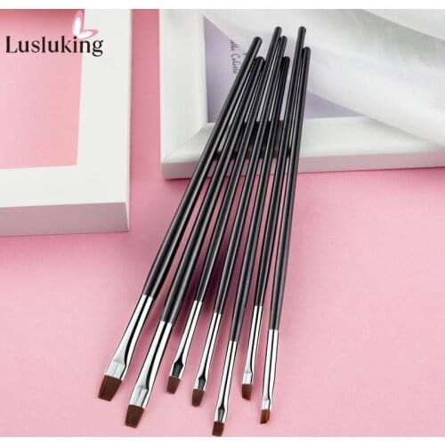 3/5/7pcs Nail Art Painting Brush French Flat Builder Drawing Acrylic UV Gel Polish Pen DIY Design Cleaning Dust Manicure Tools
