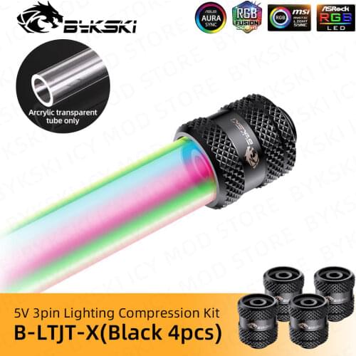 Bykski 4pcs RGB Fitting Lighting Compression For OD14/OD16MM Hard Tube 5V 12V Water Cooler Accessories B-LTJT-X-16/B-LTJT-X-14