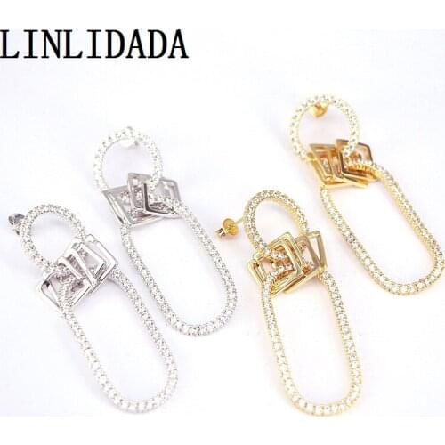 5Pair Crystal Zirconia Studs CZ Micro Pave Geometric Stud Earring For Women Wedding Party Gifts