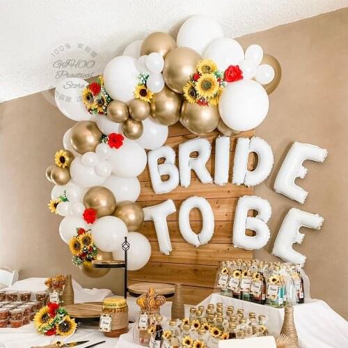57Pcs White and Chrome Gold Balloon Garland Arch Kit Wedding Birthday Bride To Be Decoration Anniversary Party Backdrop DIY
